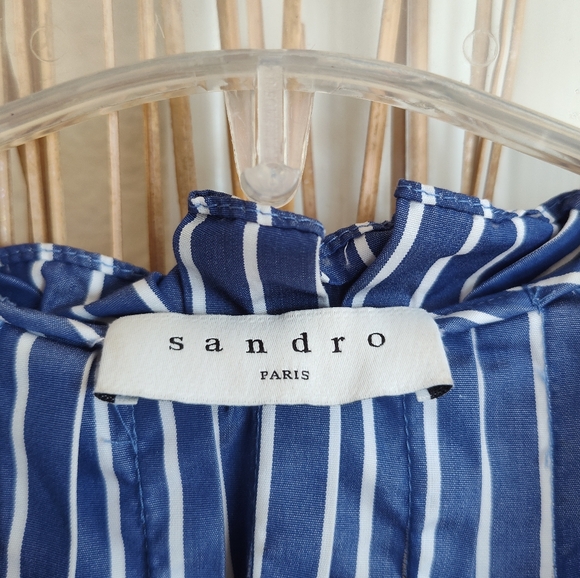 Sandro Daniela Striped Lace-Sleeve Top - Picture 5 of 12